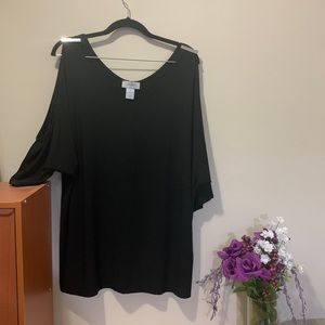 Black cold-shoulder blouse